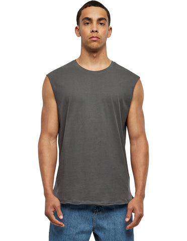 Urban Classics Men's Sleeveless T-Shirt Workout Vest with Round Neckline and Rolled Hems, Loose Tank Top, 100% Jersey Cotton, Darkshadow, Size: Medium, M