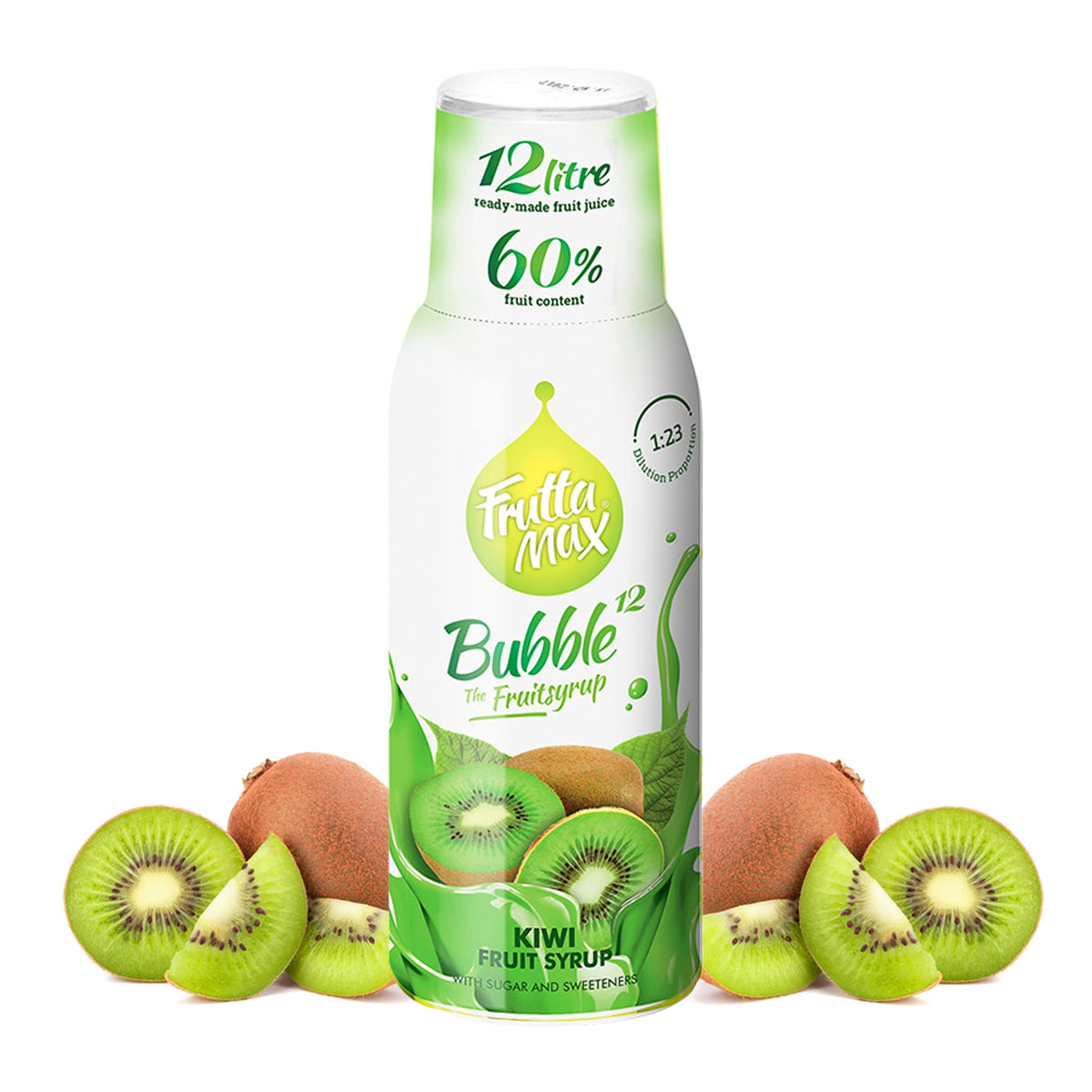 FruttaMax - Fruit Syrup Concentrate | Less Sugar | with 60% Fruit Content | Suitable for soda Machine 500ml (Kiwi)