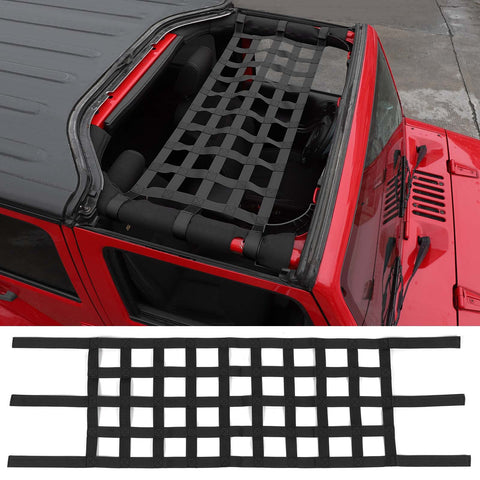 JeCar Mesh Roof Cargo Net Upgrade Roof Hammock Exterior Accessories for Jeep Wrangler 1987-2022 YJ TJ LJ JK JKU JL JLU JT, Black