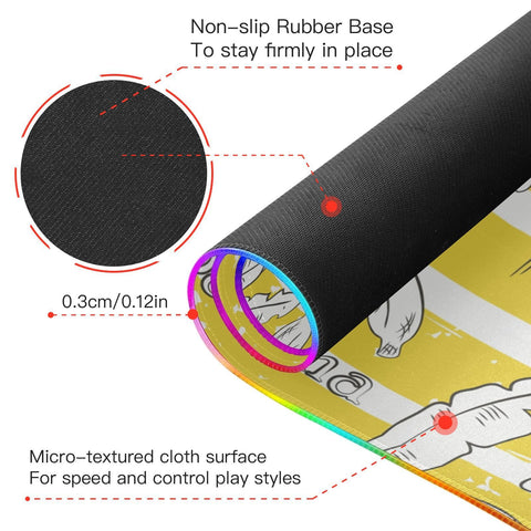 Fruits Banana Pattern Wireless Charging Mouse Pad for Mobile Phone Extra Large Gaming Mousepad with 13 Lighting Modes Mouse Mat for MacBook PC Laptop Desk Office Home Gaming