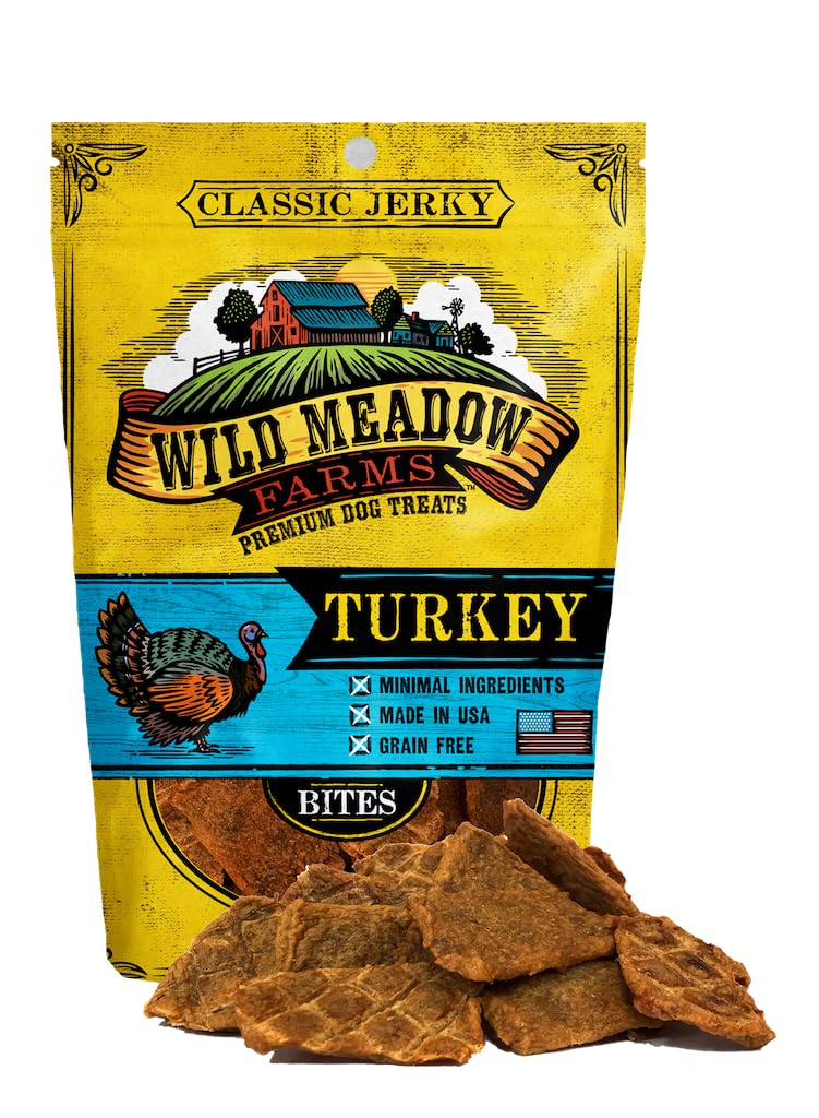 Wild Meadow Farms - Classic Turkey Bites - USA Made Soft Jerky Training Treats for Dogs