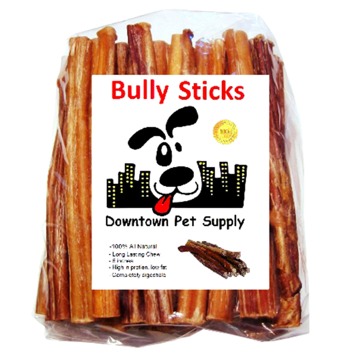 Downtown Pet Supply 6-inch Bully Sticks for Dogs, Pack of 48 - Single Ingredient, Nutrient-Rich and Odor Free Bully Sticks for Dogs - Rawhide Free Dog Chews Long Lasting and Non-Splintering