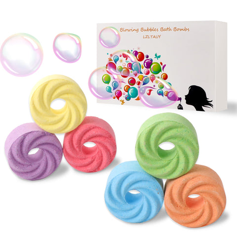 LZLTAUY Bath Bombs Blow Bubbles, shea Butter Dry Skin,Moisturize,Bath Gift Set for Women,Organic Bath Ball for Boys and Girls,6 scents XXL 6pcs*3.5oz