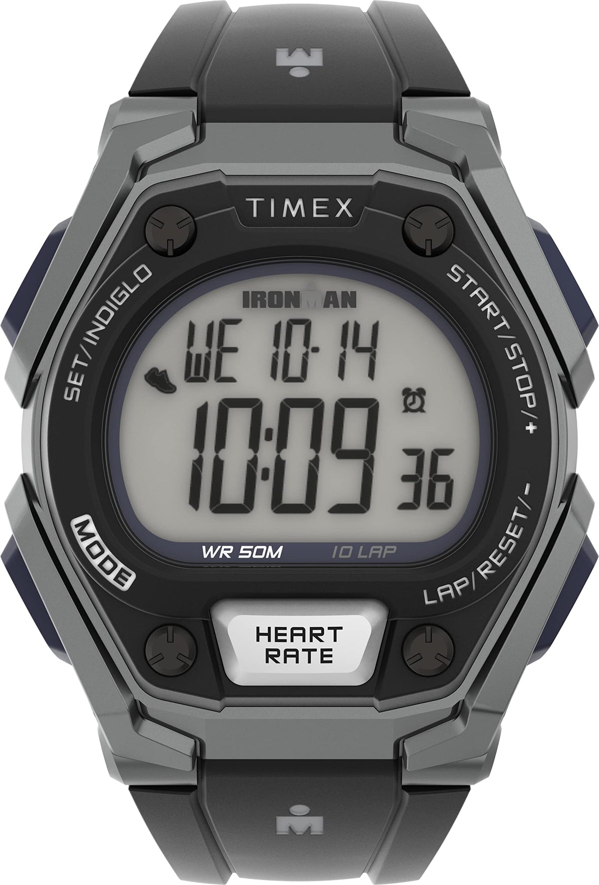 Timex Men's Ironman Classic 43mm Watch - Black Strap with Orange Accents, Black/Gray