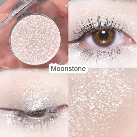 Jutqut Shimmer Glitter Eyeshadow Palette, Korean Eye Glitter Sparkle Eye Shadow, Long-Lasting Shimmery Eye Makeup and Highlight, Ultra-Blendable & Waterproof, Vegan Formula (Moonstone)
