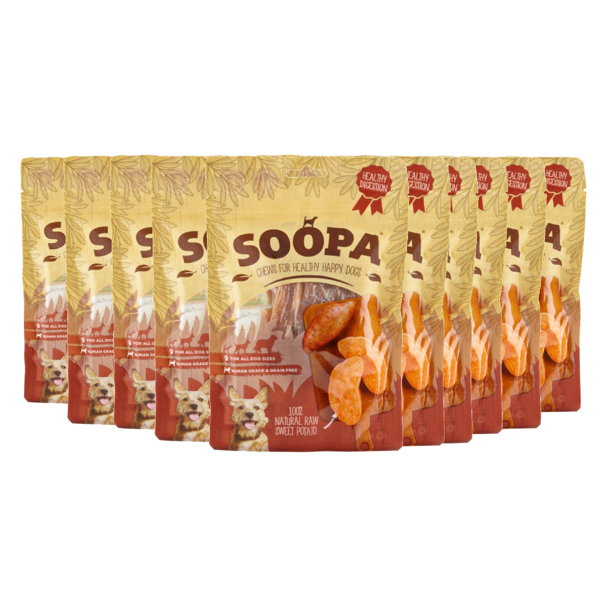 Soopa 10 Pack Sweet Potato Vegan Dog Chews- Natural Dog Chews, brown