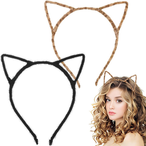 2 Cat Leopard Cat Ears, Cat Ears Headband Leopard Print Black Cat Ear Headbands, Leopard Print Ears Kids, Cat Headband Halloween, Leopard Ears Adult, Kids Anime Cosplay Women Cosplay accessories