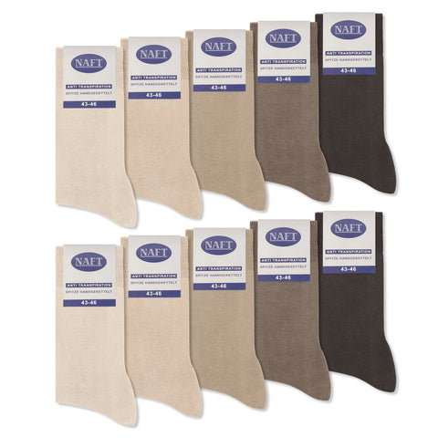 sockenkauf24 10 Pairs Dress Socks for Women and Men 100% Cotton without seam and unpleasant elastic straps at the top multiple gradings (6-8, 6 x Beige | 2 x Olive | 2 x Brown)