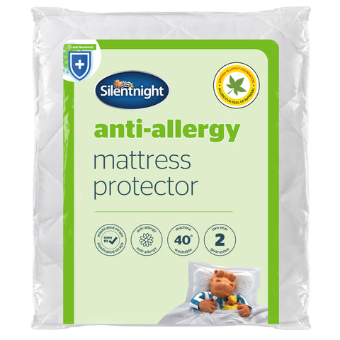 Silentnight Anti-Allergy Mattress Protector - Mattress Cover Bed Pad Topper with Fitted Skirt Protecting Against Bacteria and Dust Mites - Comfortable and Machine Washable - Double, White