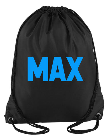 Max Personalised Custom Name Boys Sport Gym Bag School Gymsac 33 x 45 cm 11 Litrers