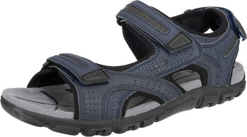 Geox Men's Strada 27 Touring Sandal Sport, Navy/Grey, 9
