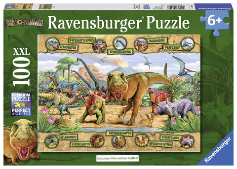 Ravensburger Dinosaurs - 100 Piece Jigsaw Puzzle for Kids - Every Piece is Unique, Pieces Fit Together Perfectly Multi, 19.5 inches x 14.25 inches