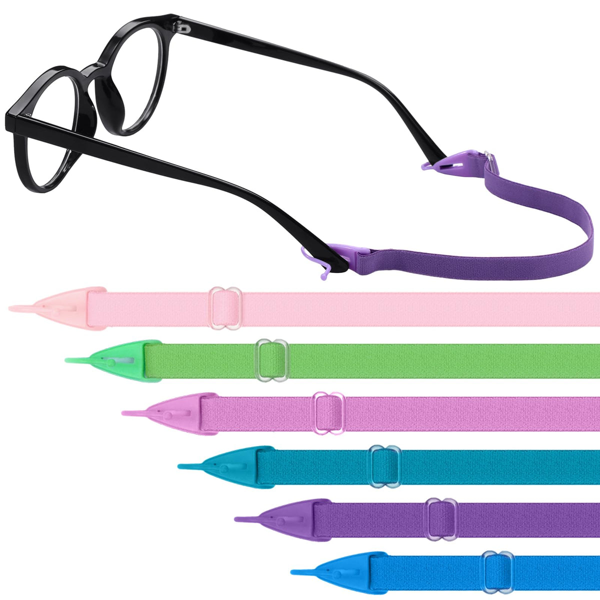 Oudain 6 Pack Kids Eyeglass Strap Adjustable Glasses Strap Kids Eyeglass Strap Eyeglass Band Sports Glasses Strap(Sweet Color)