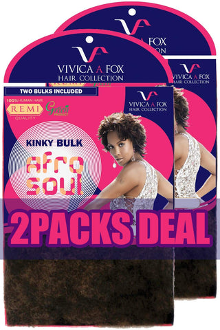 [2PACKS DEAL] VIVICA A FOX 100% HUMAN HAIR REMI AFRO SOUL KINKY BULK 16" - HKBK16-V (1B)