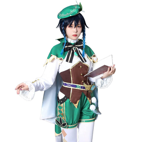 NSPSTT Genshin Impact Venti Cosplay Costume Game Halloween Outfit - green - S