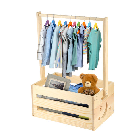 Wooden Baby Shower Wardrobe, Stylish Baby Shower Crate Closet Versatile Wooden Baby Clothes Rack Practical Baby Shower Storage Basket for Baby Showers New Parents Gifts and Newborn Essentials