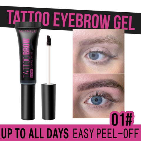 Jutqut Peel Off Tattoo Eyebrow Gel Eyebrow Tint, 2Pcs Eyebrow Tattoo Peel-off Brow Gel, Long-lasting, Waterproof & Transfer-proof Tattoo Brow Tint, Brow Lamination Kit with Stencil and Brush 01#