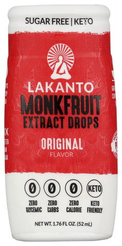 Lakanto Sugar Free Liquid Monk Fruit Extract Sweetener Original Flavor, Certified Keto, Zero Carbs, Non GMO, 1.76 Ounce (Pack of 6)