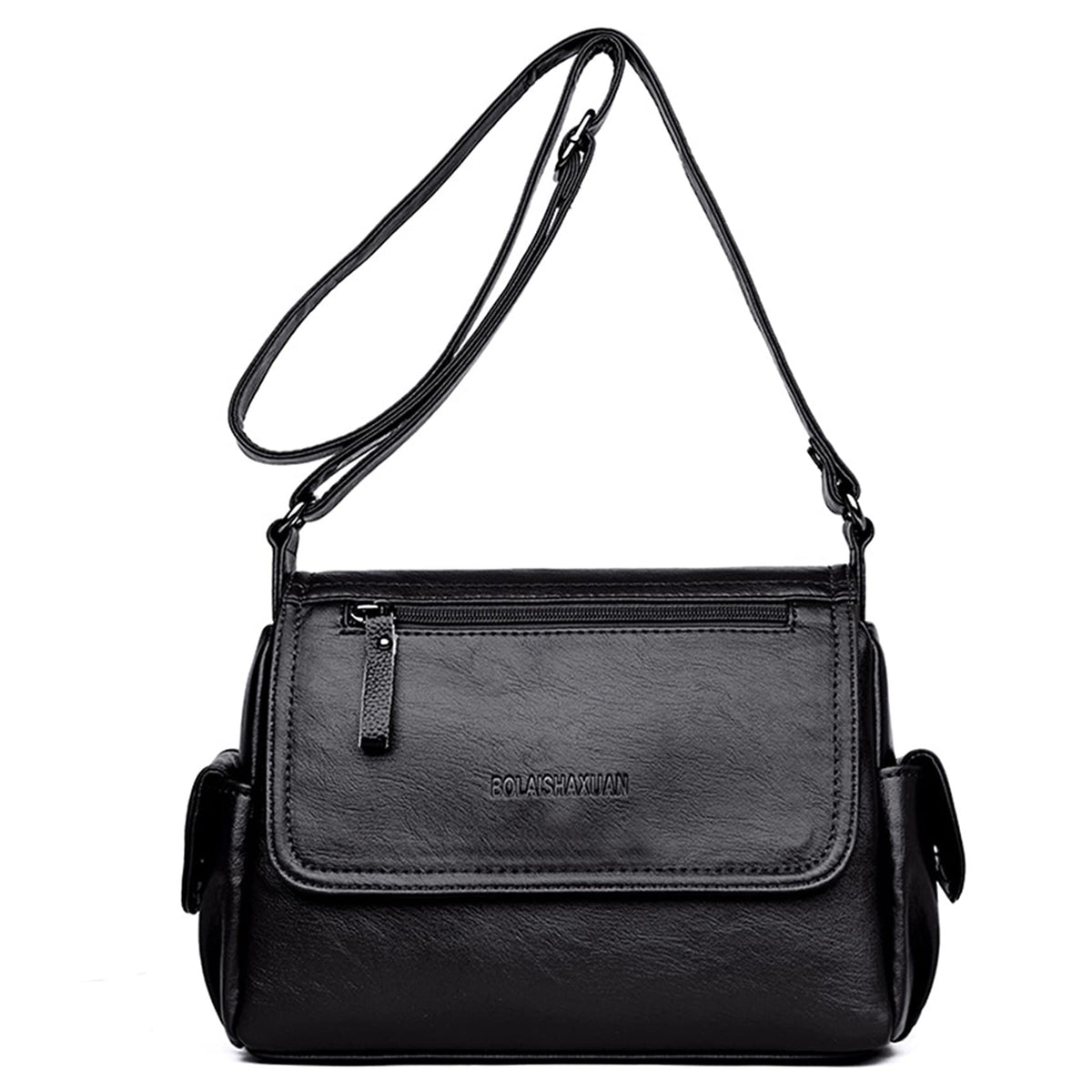 Sacmill Ladies Soft Crossbody Bags Multi-Pocket Leather Lightweight Shoulder Handbags for Women with Adjustable Shoulder Strap