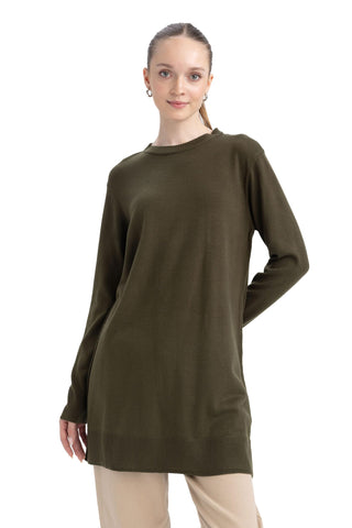 DeFacto Women's H3431az Tunic Shirt, Khaki, L