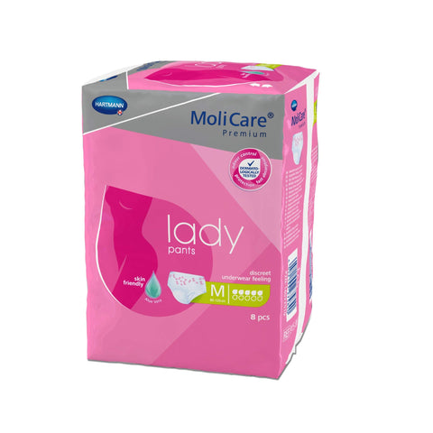 MoliCare Premium Lady Pants, Diskrete Anwendung bei Inkontinenz speziell fÃ¼r Frauen, Aloe Vera, 5 Tropfen, Gr. M, 8x8 StÃ¼ck