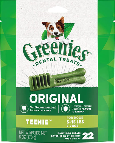 Greenies Original Dog Dental Chew Teenie Size 22 count - Pack of 2