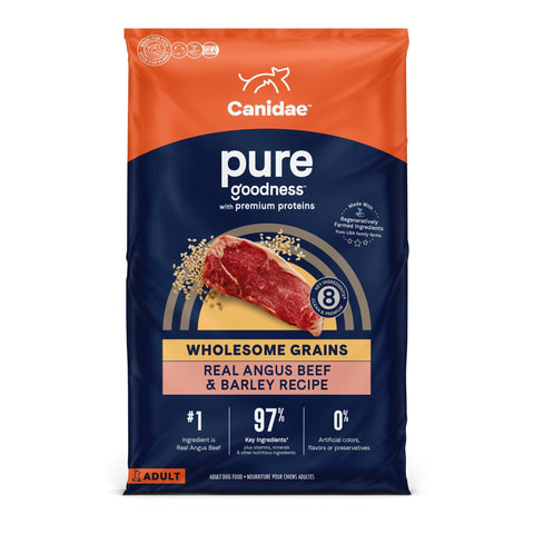 CANIDAE Pure Limited Ingredient Premium Adult Dry Dog Food, Real Beef & Barley Recipe, 22 lbs, with Wholesome Grains