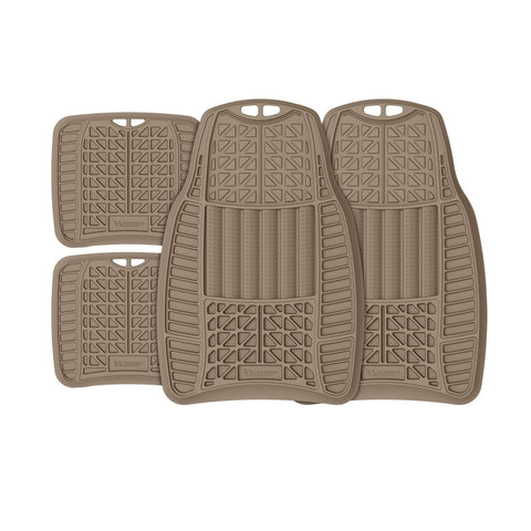 MICHELIN | Premium Universal All Weather Car Floor Mats, 4 pcs, Trim to Fit Design Full Coverage Odorless Rubber Floor Mat, Liners-Deep Dish Heavy Duty Rubber Floor Mats to fit Cars, SUV (Tan)
