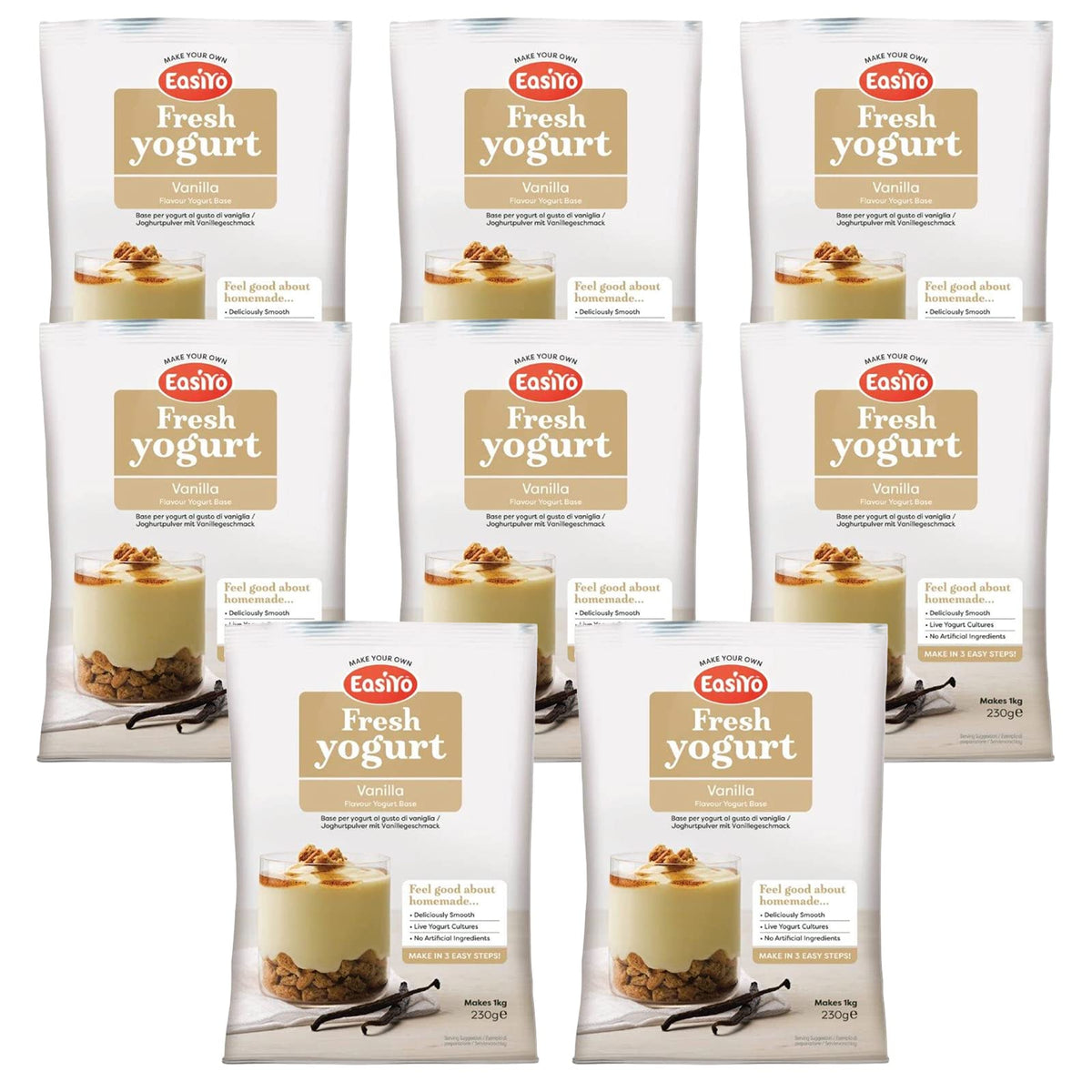 EasiYo Vanilla EasiYo Yogurt 8 Sachet Pack | Each Sachet Makes 1KG of Yogurt