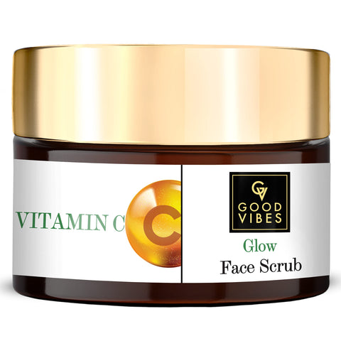 Good Vibes Vitamin C Glow Face Scrub | Rich in Antioxidants | Hydrating Clarifying Exfoliant For All Skin Types | Helps Clear Dark Spots & Blemishes | No Parabens & Sulphates (50 g/1.76 Oz)
