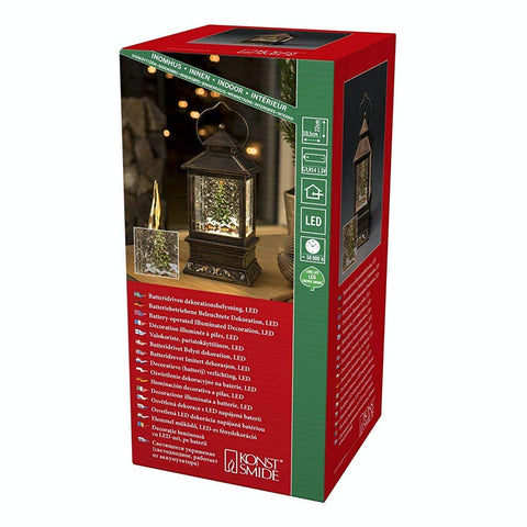 Konstsmide Christmas Lights LED Snow Globe Lantern "Christmas Market and Tree Scene", Water Filled/Water Spinner/Indoor(IP20)/Battery Operated: 3xC 1.5V (excl.)/Christmas Lantern 1 Warm White Diodes