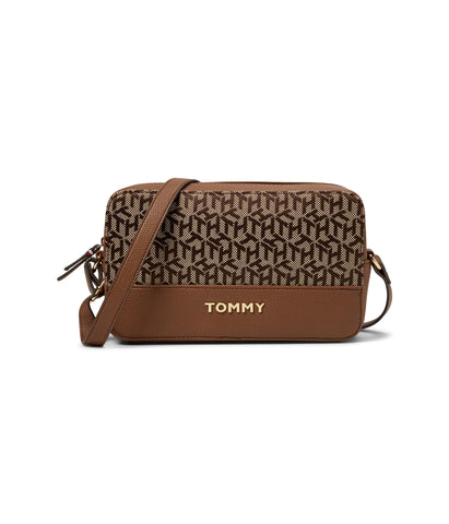 Tommy Hilfiger Womens Melissa II Camera Crossbody Tan/Dk Chocolate Small