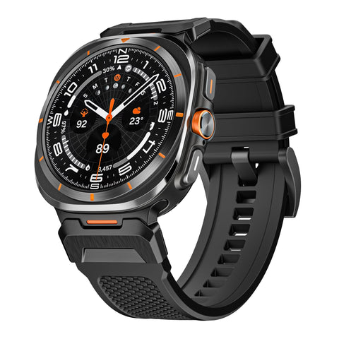 VeveXiao Luxury Designer Rugged Silicone Band Compatible with Samsung Galaxy Watch 7 Ultra Band, Silicone Strap Waterproof Replacement Band for Galaxy Watch 7 Ultra 47mm Strap Men (Black Black)