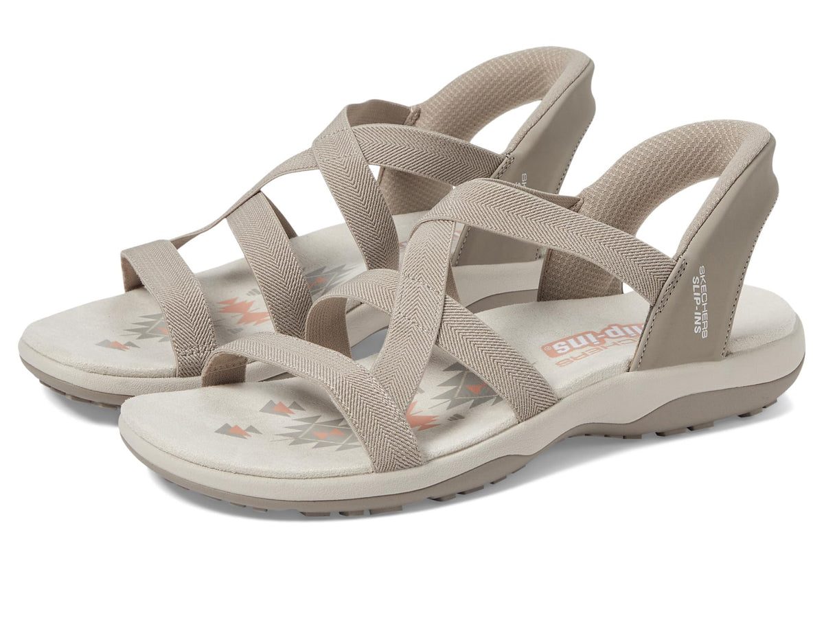 Skechers Women's Reggae Slim-Stretch Flex Hands Free Slip-ins Sandal, Taupe, 10