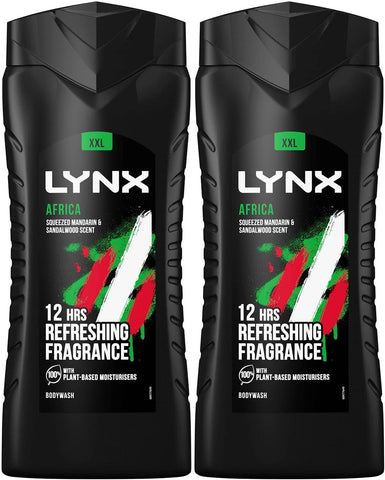 (2 PACK) Lynx AFRICA REFRESHING Shower Gel XL Extra Large x 500ml