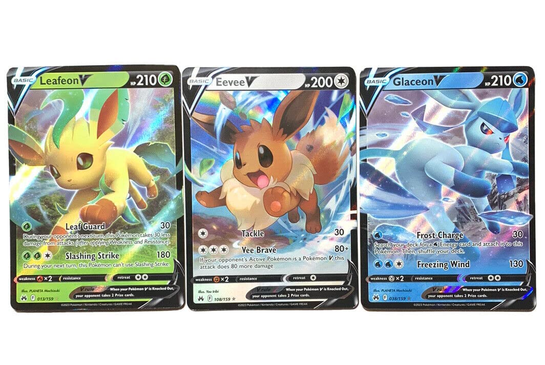 Eevee V Leafeon V Glaceon V - Crown Zenith PokÃ©mon Card Set - 108/159 013/159 038/159