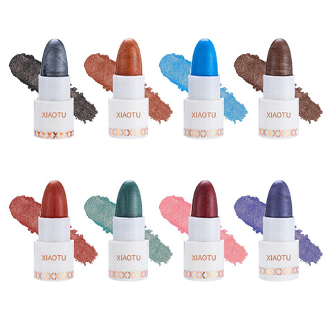 XiaoTu 8 Colors Eyeshadow Stick Set,Professional Long Lasting High Pigmented Contouring & Highlighter Cream Eyeshadow Pencil Crayon,Colorful Shimmer Pearl Eye Shadow Sticks Makeup Set for Eyes