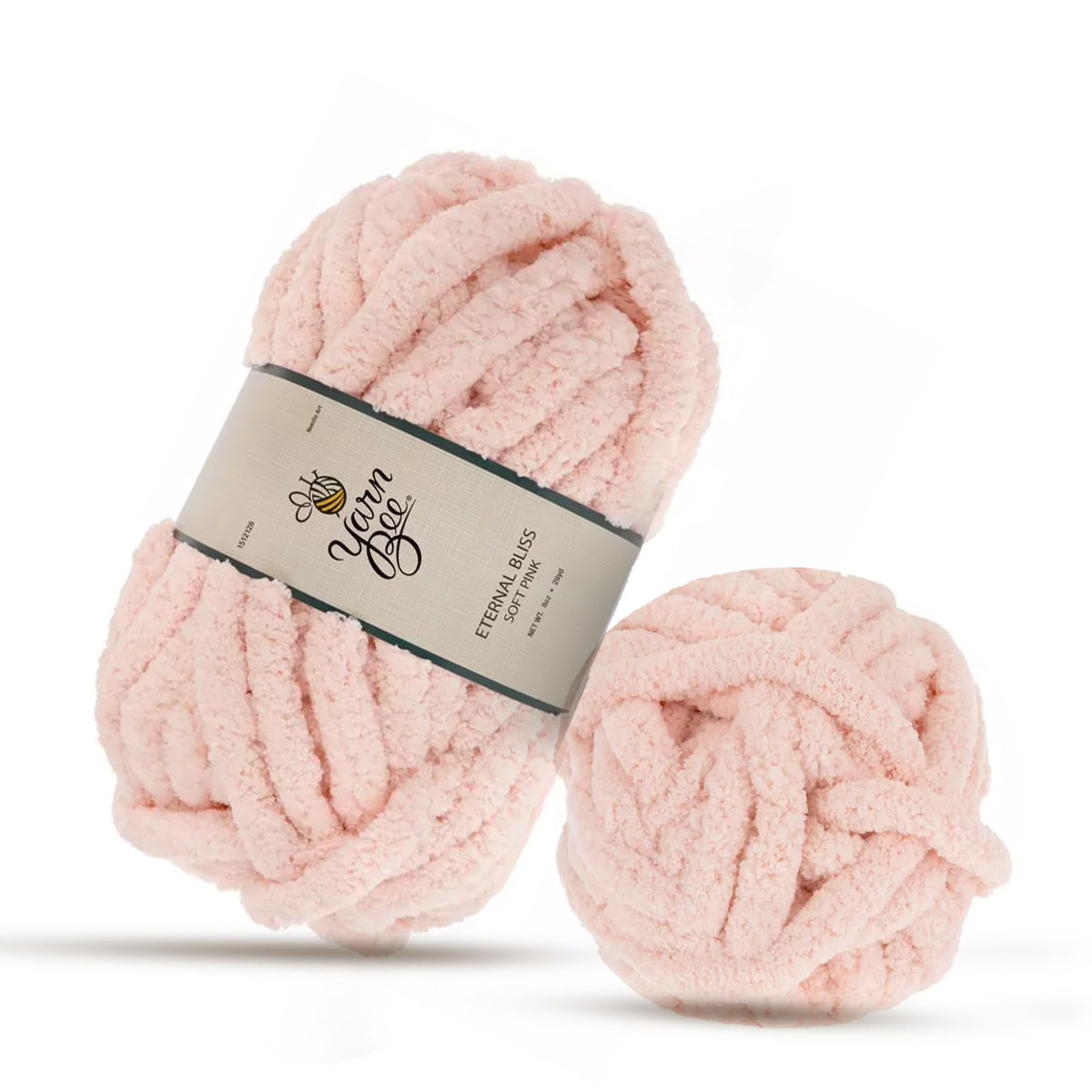 (Soft Pink) Yarn Bee Jumbo Yarn for Crocheting & Knitting - Soft Yarn Skein - 28 Yards of 100% Polyester Yarn for Crocheting Blankets, Hats, & More - DIY Handcrafting