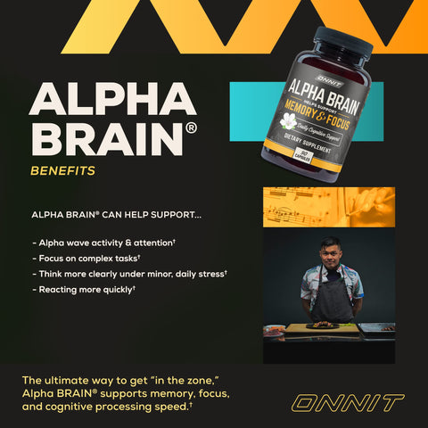 Onnit Alpha Brain Premium Nootropic Brain Supplement, 90 Count, for Men & Women - Caffeine-Free Focus Capsules for Concentration, Brain & Memory Support - Brain Booster Cat's Claw, Bacopa, Oat Straw