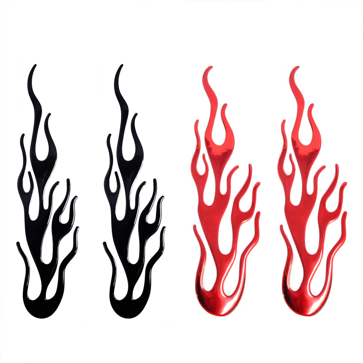 HONBAY 4PCS Simulation Flame Decals Stickers for Helmets Motorcycles Car Computer and Phone (Red and Black)