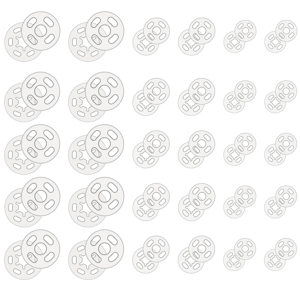 100 Sets Clear Snaps for Sewing, Plastic Sew on Snap Buttons Invisible Sewing on Snap Buttons Fasteners Buttons Round Clear Press Button for Shirts Sewing Clothing DIY Craft, 7mm 10mm 15mm