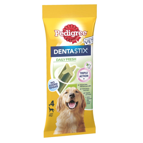 Pedigree Dentastix - Fresh Daily Dental Care Chews, Large Dog Treats + 25 kg, 1 Bag (4 Sticks)