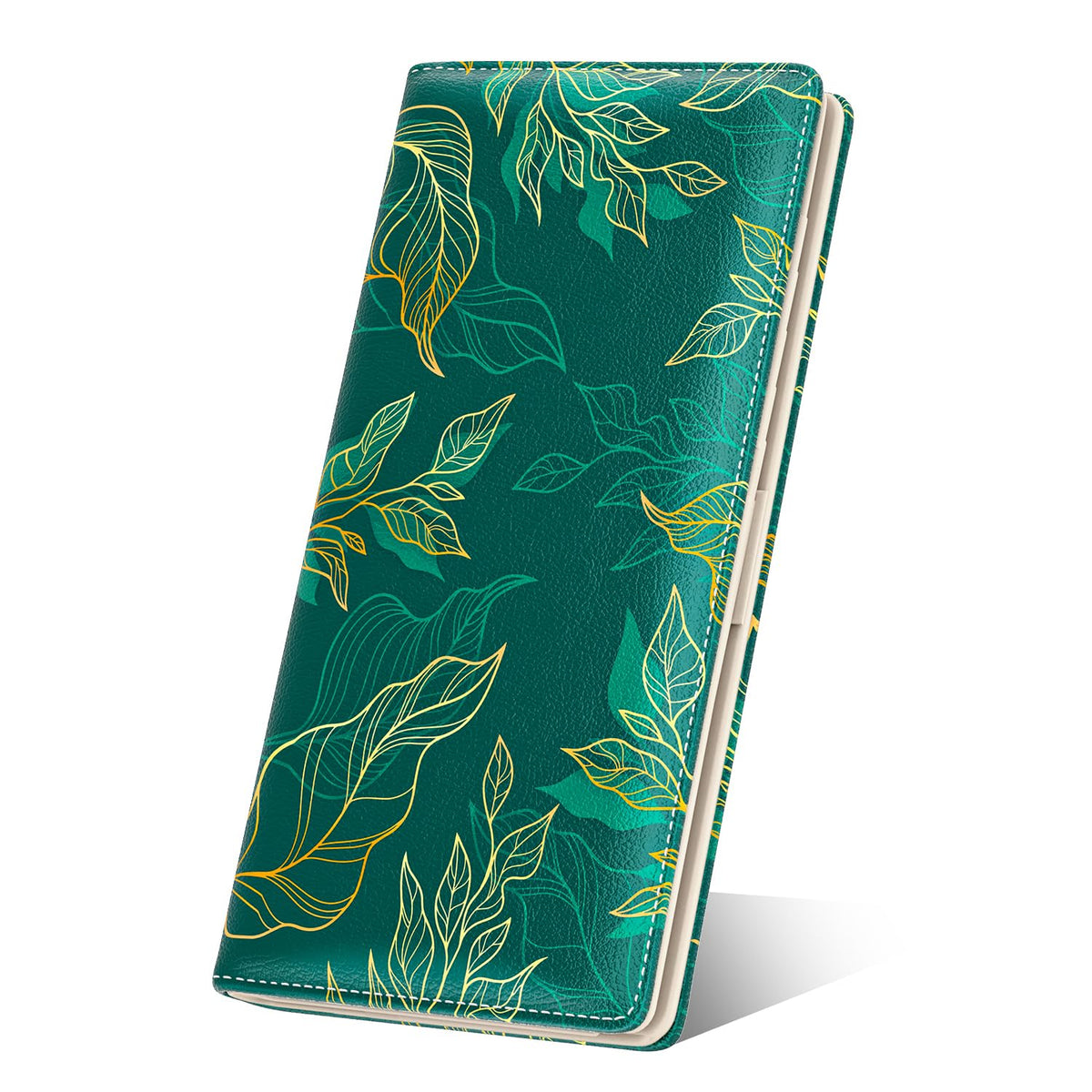 Nipichsha Womens Wallet, RFID Slim Wallets for Women, Thin Ladies Credit Card Holder Wallet, Cute Leather Bifold Clutch Billfold with 11 Card Slots & ID Window (Luxury Green Leaf)