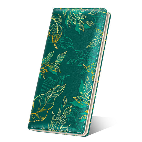 Nipichsha Womens Wallet, RFID Slim Wallets for Women, Thin Ladies Credit Card Holder Wallet, Cute Leather Bifold Clutch Billfold with 11 Card Slots & ID Window (Luxury Green Leaf)