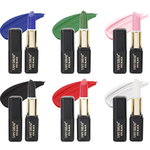 Joyeee Eye Black Stick for Sports, 6Pcs Face Paint Stick, Eyeblack Stick for Football Baseball, for Sports/Clown Makeup/Halloween/Costume Parties Accessories, Pink/Black/White/Green/Red/Blue