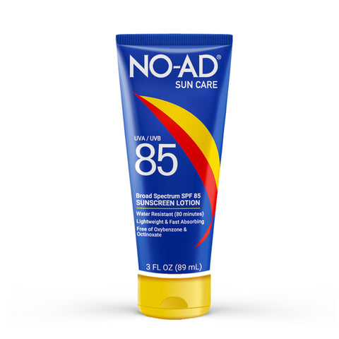 NO-AD SPF 85 Sunscreen Lotion | Broad Spectrum UVA/UVB Protection | Water Resistant | Octinoxate & Oxybenzone Free with moisturizing Vitamin E and Aloe 3oz | Pack of 3