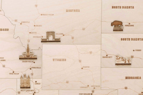 Wood Trick Wooden United States Map Kit for Wall - w/Landmarks Cities & Routes - Big - 52x32ÃƒÆ’Ã†â€™Ãƒâ€šÃ‚Â¢ÃƒÆ’Ã‚Â¢ÃƒÂ¢Ã¢â€šÂ¬Ã…Â¡Ãƒâ€šÃ‚Â¬ÃƒÆ’Ã¢â‚¬Å¡Ãƒâ€šÃ‚Â³ - Perfect Wood Gift for Travel Wedding & Decor - Very Detailed - 3D Wooden Puzzle Travel Map