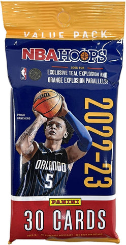 2022-23 Panini NBA Hoops Basketball Factory Sealed Jumbo Value Fat Pack (30 NBA Trading Cards) Look forTeal & Orange Explosion Parallels