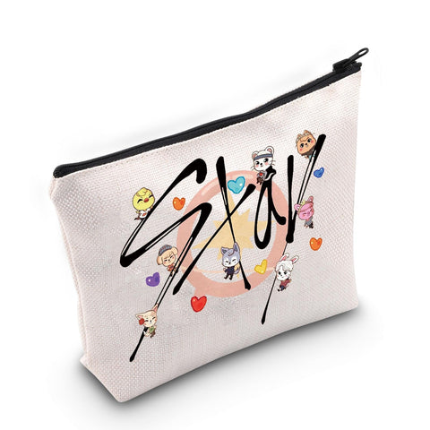 MEIKIUP Stay Fandom Makeup Bag SKZ K-POP Group Gift SKZ Fans Makeup Bag Gift SKZ Character Cosmetic Bag K-POP Fans Gift (STAY2 Bag)