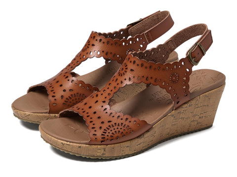 Skechers Women's Beverlee-Easy to Adore Wedge Sandal, Luggage, 9
